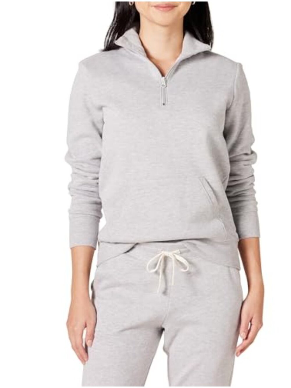 Women's Quarter-Zip Fleece Pullover Sweatshirt Kangaroo Pocket